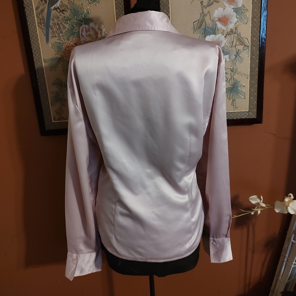 🌷🩷🌷 Gorgeous Baby Petal Powder Pink Silky Soft Satin Blouse Top - 16 - Picture 3 of 16